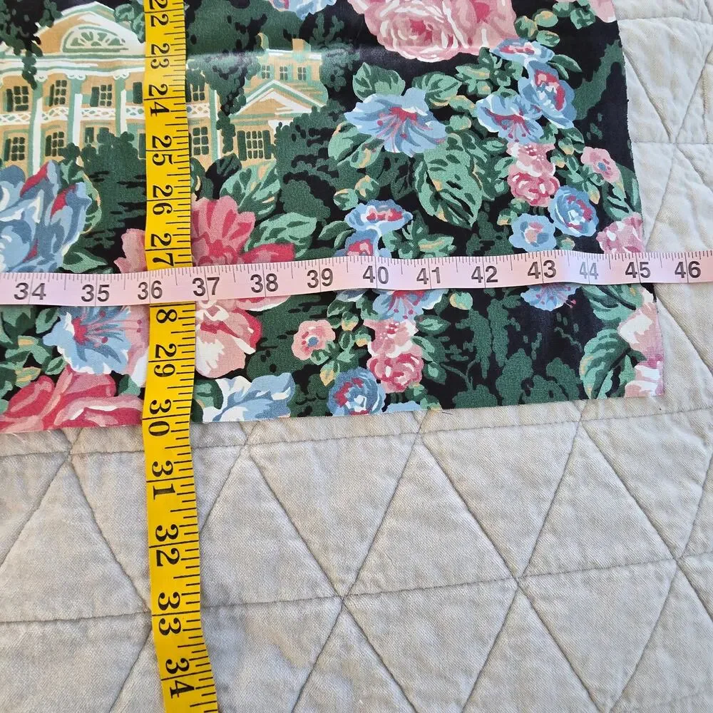 Vintage Springs Industries 2 Fabric Remnants Pink Cabbage Roses Colonial House